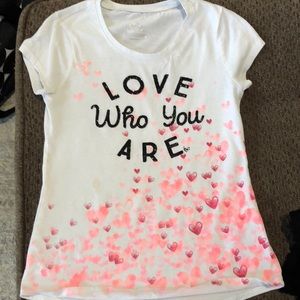 Justice girls size 12 “love who you are” tee